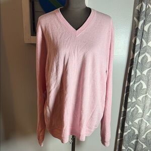 Nordstrom Pale Pink 100% Cashmere V Neck Sweater SZ XL